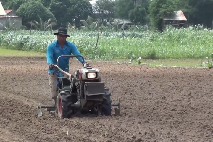 Máy gieo đậu phộng tự động của nông dân miền Tây